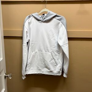 Adidas Men's White and Gray Pullover Hoodie